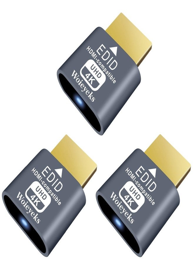مجموعة Woieyeks من 3 موصلات HDMI وهمية بدقة 4K HDR، محاكي شاشة افتراضية EDID، محول عرض بدون شاشة، يدعم دقة تصل إلى 4K بمعدل 60 هرتز، و1080 بمعدل 120 هرتز - Image 1