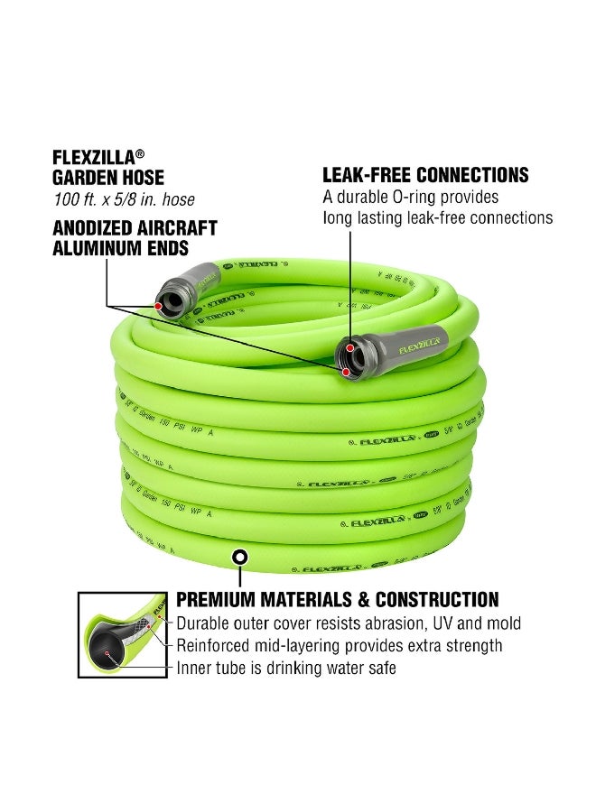 Flexzilla Flexible Premium Hybrid Polymer Leak Free Garden Hose Green and Grey 100 ft x 5/8 Inch HFZG5100YW - Image 3