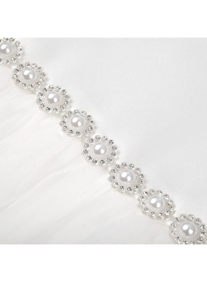 Uhnice Flower Girl Pearl Dress Tulle Ball Gown Bow Prom with Heart Cutout for Wedding Birthday Party (White, 120/5-6 Years) - Image 5