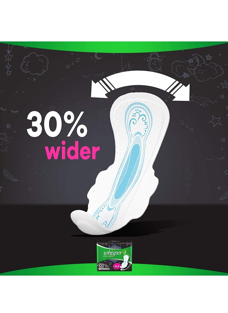 Whisper Whisper Bindazz Nights sanitary PADS, 30 XL+ PADS, UPTO 0% LEAKS ALL NIGHT LONG, FOR HEAVY FLOW, 40% LONGER & WIDER BACK, COMFORTABLE CUSHIONY SOFT WINGS, DISPOSABLE WRAPPER  - Image 5