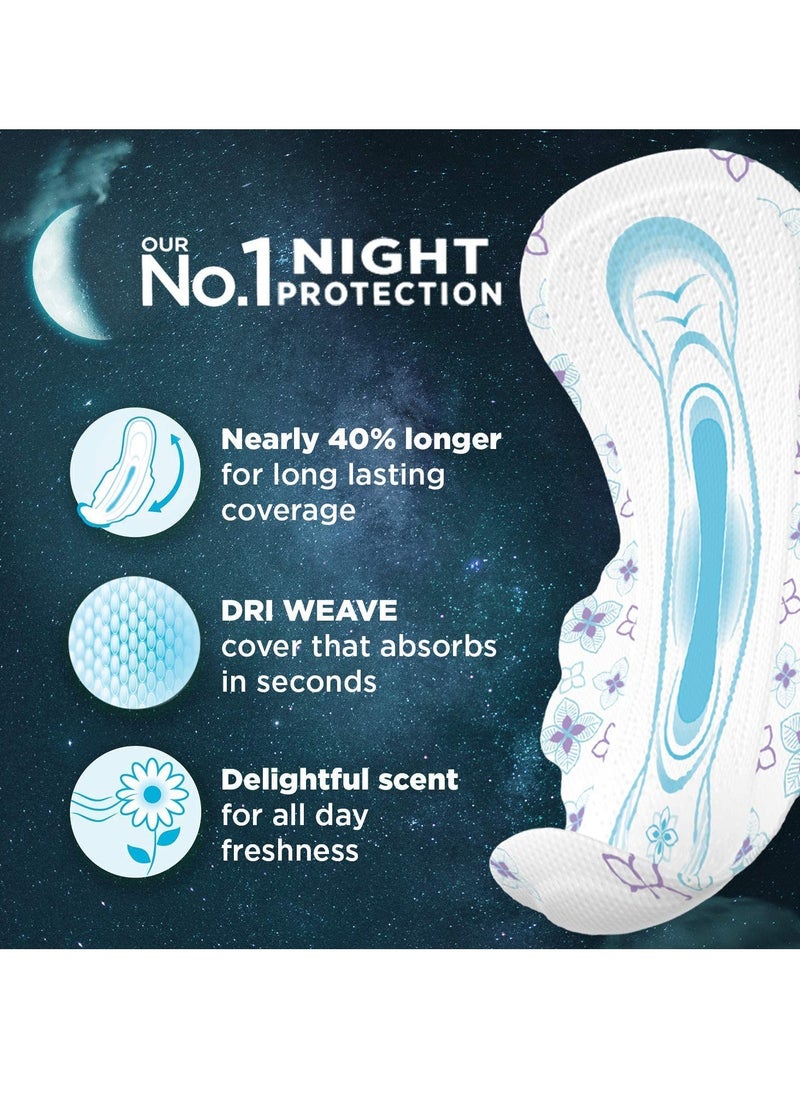 Whisper Whisper Bindazz Nights sanitary PADS, 30 XL+ PADS, UPTO 0% LEAKS ALL NIGHT LONG, FOR HEAVY FLOW, 40% LONGER & WIDER BACK, COMFORTABLE CUSHIONY SOFT WINGS, DISPOSABLE WRAPPER  - Image 2