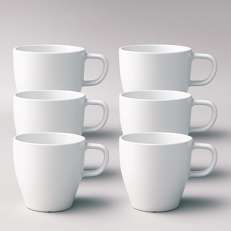 GESHUPOR 10 oz Coffee Cups Eco-Friendly, Shatter-Resistant Mug with Hanging Ears | Thickened Porcelain-Like Material | Suitable for Both Commercial and Home use| Unbreakable and Dishwasher Safe(6-pack) (White) - Image 1