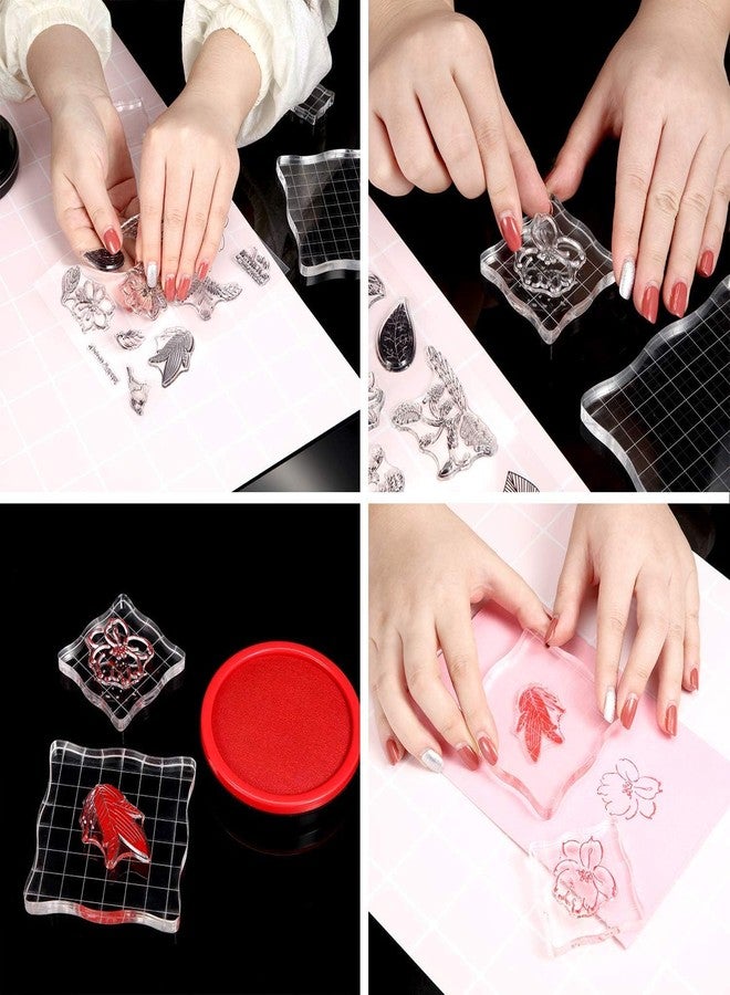 EXPORTIQ 7 Pieces Acrylic Stamp Blocks Set Clear Stamping Blocks Tools for Kids with Grid and Grip Scrapbooking Craft Making, Decorative DIY Essential Stamping Tool (Lace Edge) - Image 4