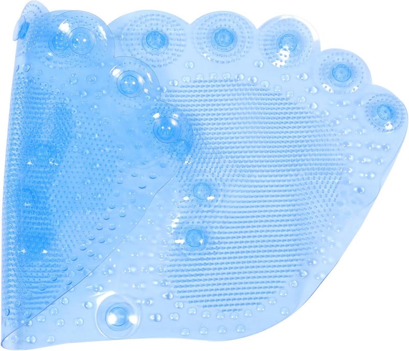 Homoyoyo Anti-Slip Bathroom Floor Mat with Suction Cups, PVC Foot Massage Pad, Blue Non-Skid Bath Rug for Shower and Bathtub Use - Image 1