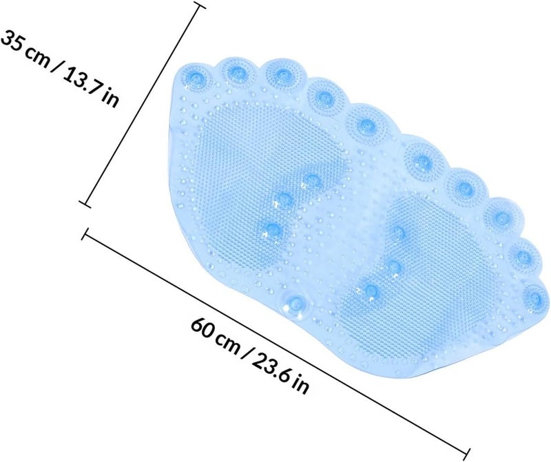 Homoyoyo Anti-Slip Bathroom Floor Mat with Suction Cups, PVC Foot Massage Pad, Blue Non-Skid Bath Rug for Shower and Bathtub Use - Image 3