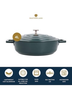 MasterClass Shallow Casserole Dish with Lid, Lightweight Cast Aluminium, Induction Hob and Oven Safe, Hunter Green, 4 Litre/28 cm - pzsku/ZA6D394701602910EF2FEZ/45/_/1696486234/a99eb5a4-d951-4c35-a9b0-606b65227ee5