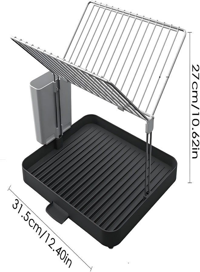 Cheet enterprise Premium Stainless Steel Dish Drying Rack with Automatic Drainboard, Large Capacity Kitchen Dish Drainer with Self-Draining Utensil Holder, Space Saving Countertop Plate Rack Holds 15 Plates - Image 3
