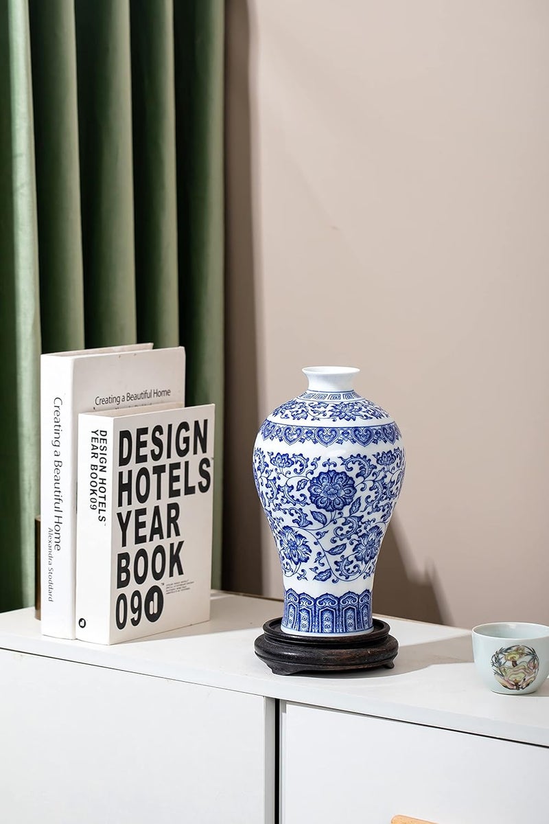 GaLouRo Blue and White Chinoiserie Vase, Ginger Jar for Home Decor, Porcelain Blue and White Decor, 9" H - Image 5