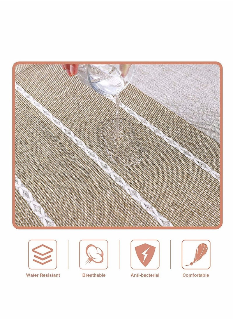 KASTWAVE Simplicity and Fashion Table Cloth Tassel Cotton Linen Table Cover for Kitchen Dinning Wrinkle Free Table Cloths (Coffee, 60 in Round)  - Image 3