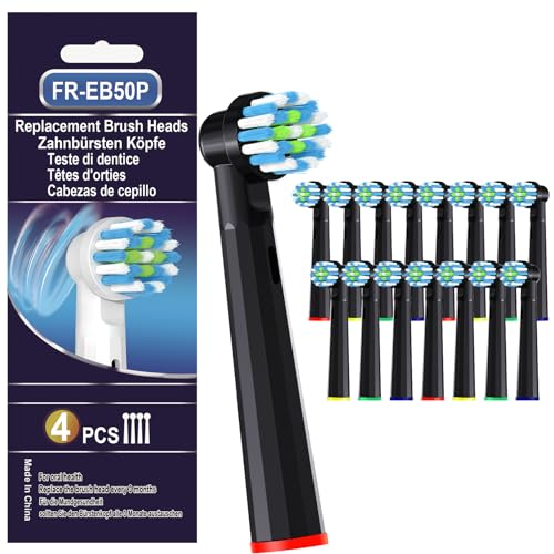 MOFELE 16 Pcs Replacement Toothbrush Heads Compatible with Braun Oral B Pro 1000/7000/9600/5000/3000, Precision Senesitive Brush Heads Refills for Genius X and Smart 1500 Electric Toothbrush (Black)
