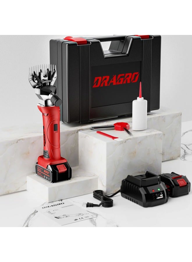 Dragro Cordless Electric Professional Sheep Shears, Sheep Clippers with 2 PCS Rechargeable Lithium Battery, 6 Speeds Heavy Duty Animal Grooming Clippers for Sheep Alpacas Goats Horse - Image 2
