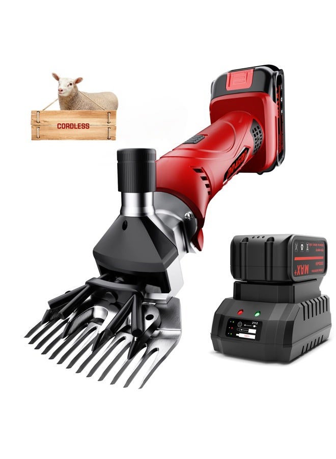 Dragro Cordless Electric Professional Sheep Shears, Sheep Clippers with 2 PCS Rechargeable Lithium Battery, 6 Speeds Heavy Duty Animal Grooming Clippers for Sheep Alpacas Goats Horse - Image 1