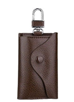 KASTWAVE Key Pouch PU Leather Key Case Wallet Universal Card Storage Bag Keychain for Women Men Birthday Gift Coffee  - Image 1