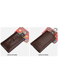KASTWAVE Key Pouch PU Leather Key Case Wallet Universal Card Storage Bag Keychain for Women Men Birthday Gift Coffee  - Image 3