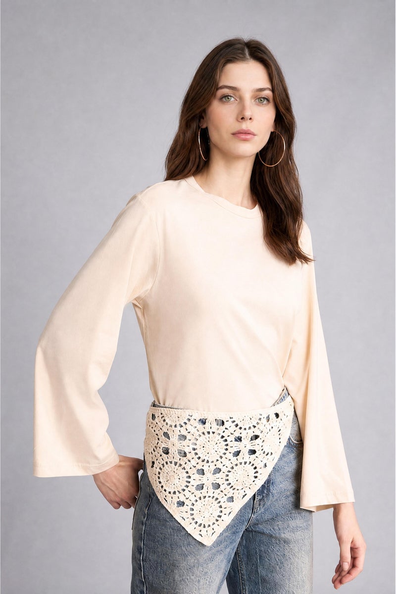 DeFacto Beige Woman Relax Fit Long Sleeve Tunic Casual - Image 3
