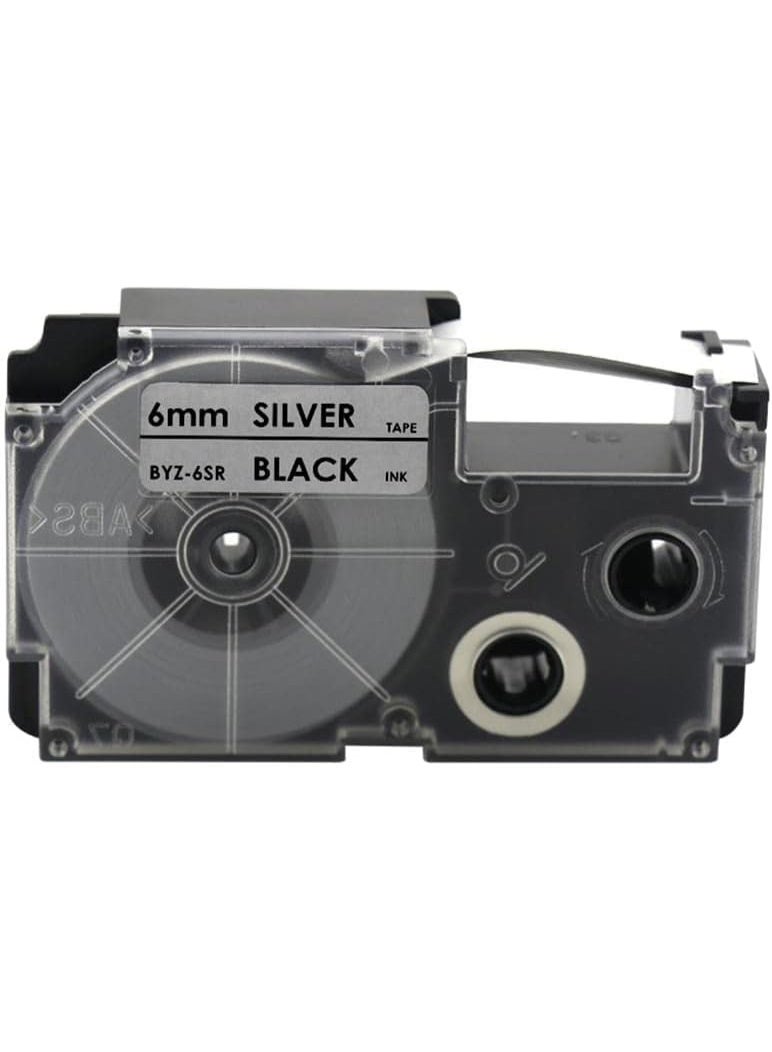 B Label Tape for EZ Label Inkjet Printers - Silver Adhesive Tape 6mm x 8m - 1 Roll - Image 2