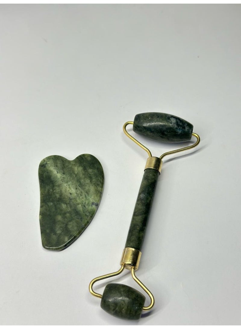 أسطوانة تدليك الوجه باليشم وأداة غوا شا الطبيعية والحجرية لعلاج الوجه والرقبة - Image 2