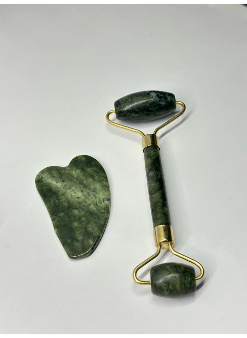 أسطوانة تدليك الوجه باليشم وأداة غوا شا الطبيعية والحجرية لعلاج الوجه والرقبة - Image 3