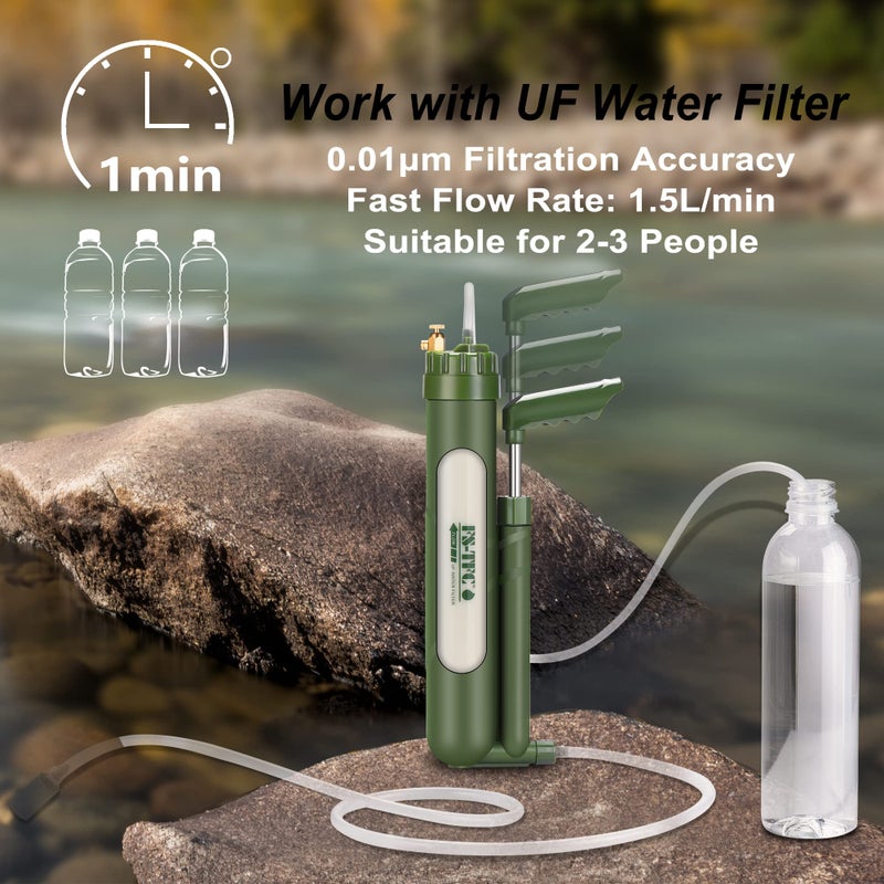 FS-TFC Portable Water Filter Survival Gear High Precision and Large Flow Optional 2 in 1 Water Purification for Hiking, Camping, Travel, and Emergency Preparedness - Image 3