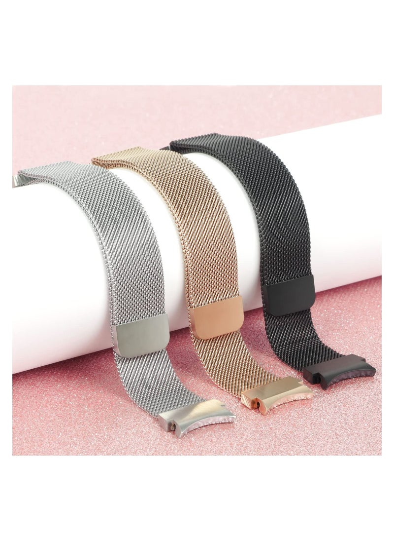 SYOSI - 2 Packs No Gap Metal Bands Compatible with Samsung Galaxy Watch 4 Band 40mm 44mm/ for Galaxy Watch 4 Classic Band 42mm 44mm, Milanese Loop Stainless Steel Magnetic Strap for Men Women, Black/Silver - Image 1