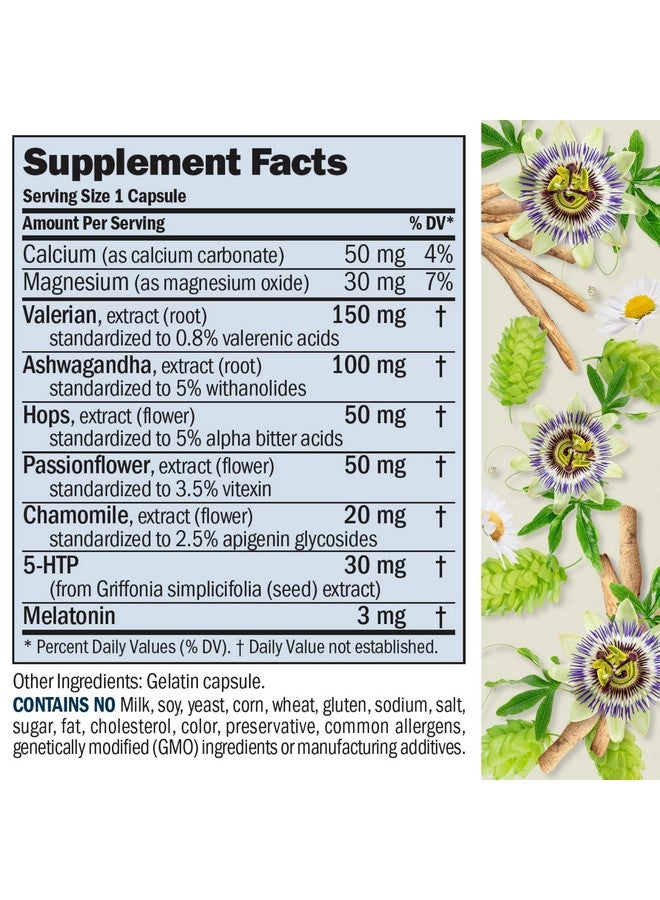 Andrew Lessman ANDREW LESSMAN Night Time 30 Capsules - 3mg Melatonin, Valerian, Ashwagandha, Passionflower, Hops, Chamomile. No Morning Hangover. Natural Support, Gentle Restful Sleep. Easy to Swallow Capsules  - Image 2