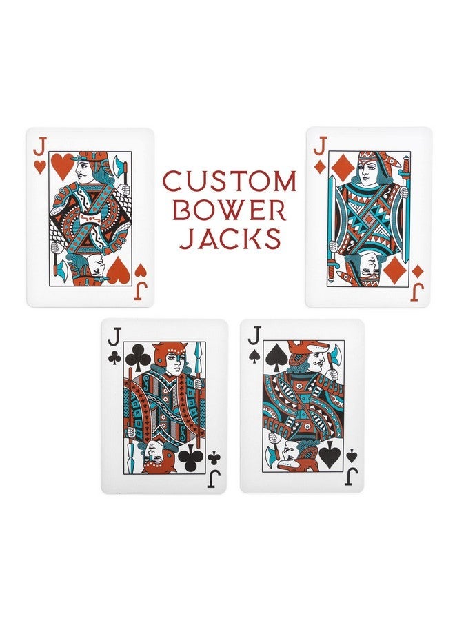 بريبيلي لعبة بطاقة Euchre - 2 طوابق متخصصة مجردة مسبقا إلى 33 بطاقة ل Euchre الأمريكية الكلاسيكية أو 32 بطاقة 6 لاعبين - مشابس Bower Jacks مخصصة وفن بطاقة وبطاقات مضادة فارغة متضمنة - Image 3