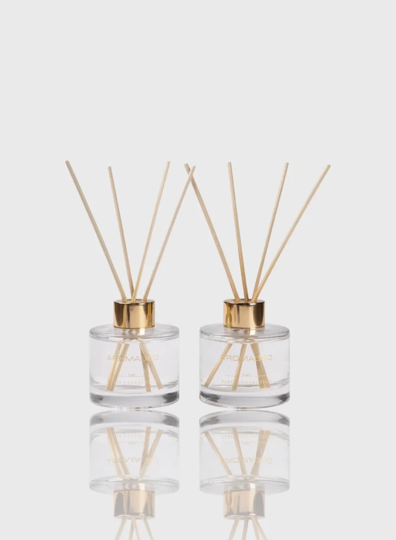 AROMA360 Escapade - Paris Collection Reed Diffuser Duo - Luxury Aromatherapy Diffuser - Hints of Lemon, Ocean, Bergamot, & Fragrant Jasmine - Essential Oil Diffusers