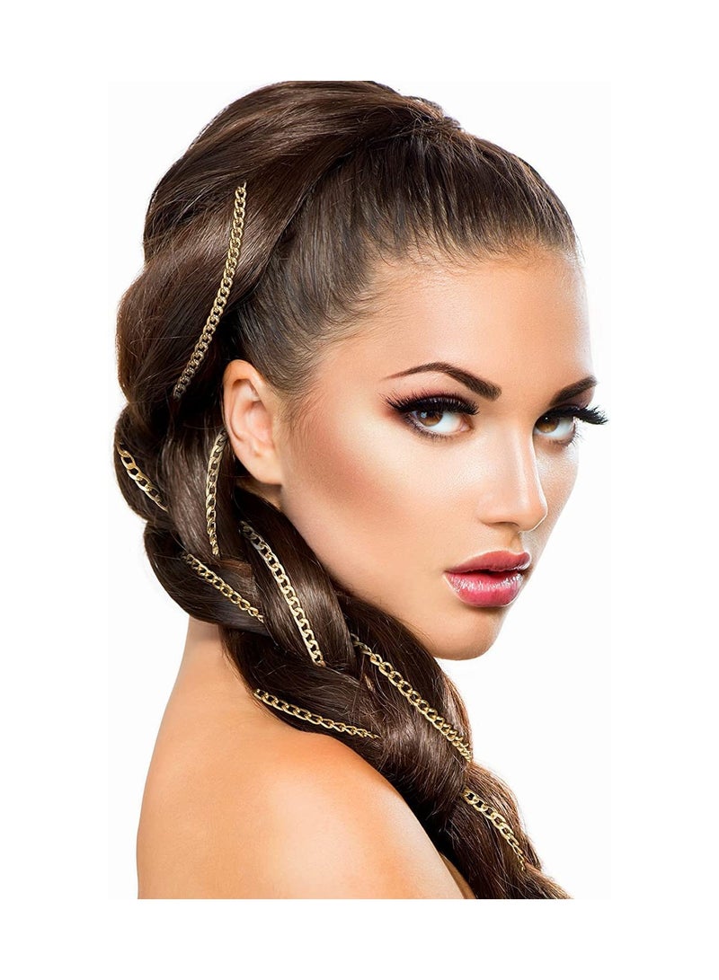 Excefore 9Pcs Punk Gold Hair Clips Chain with Clips Punk Tassel Hair Clips for Women and Girls Ponytail Multi Strand Head Chain Decorated Apply to Nightclub Thanksgiving Party Gold Decorative Headwear - Image 2