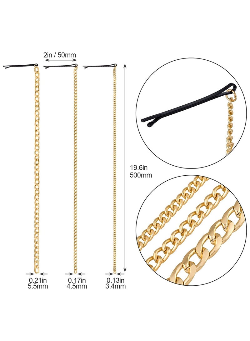 Excefore 9Pcs Punk Gold Hair Clips Chain with Clips Punk Tassel Hair Clips for Women and Girls Ponytail Multi Strand Head Chain Decorated Apply to Nightclub Thanksgiving Party Gold Decorative Headwear - Image 5