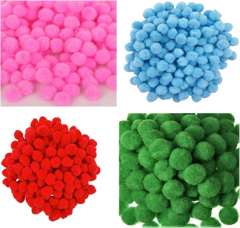 morel MOREL Pink Light Blue RED Dark Green POM POM Balls, 20 MM, Used in Jewellery & TORAN Making, Macrame Art & Craft , Decorations, Bag, Dresses, School Projects, Christmas, DIY, ETC (Total - 200)  - Image 1