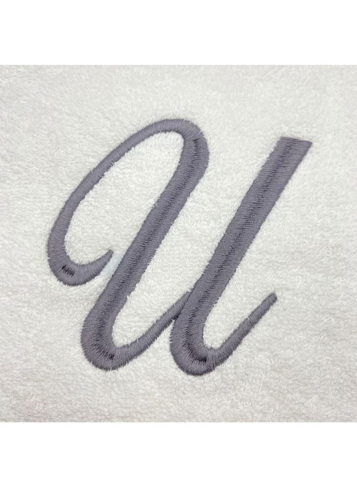 BYFT Embroidered For You (White) Luxury Monogrammed Bath Towel (70 x 140 Cm -Set of 1) 100% Cotton, Highly Absorbent and Quick dry Bath Linen -600 Gsm (Silver Letter U) - Image 3