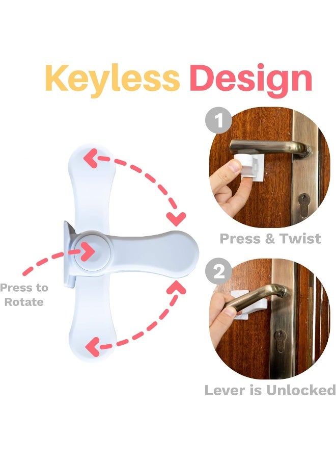 Inaya Child Proof Door Lever Lock - Door Handle Lock - 3M Adhesive - Minimalist Design - No Drilling Child Safety Door Handle Locks (3 Pack) - Image 4