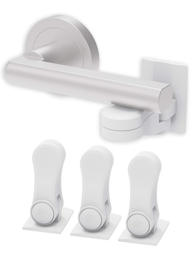 Inaya Child Proof Door Lever Lock - Door Handle Lock - 3M Adhesive - Minimalist Design - No Drilling Child Safety Door Handle Locks (3 Pack) - Image 1