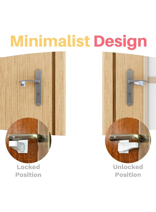 Inaya Child Proof Door Lever Lock - Door Handle Lock - 3M Adhesive - Minimalist Design - No Drilling Child Safety Door Handle Locks (3 Pack) - Image 2