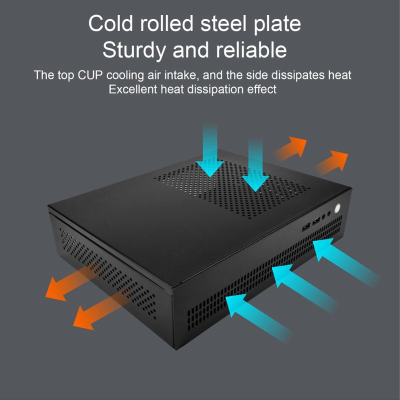 علبة كمبيوتر ITX فولاذية تصميم مدمج يدعم SSD، مبرد وحدة المعالجة المركزية 50 مم، USB 2.0، كمبيوتر للألعاب - Image 5