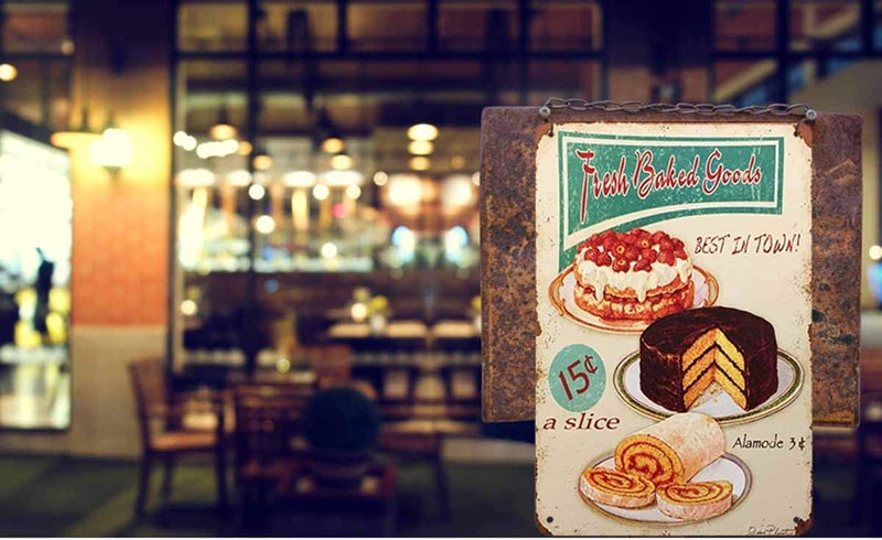AOYEGO Fresh Baked Goods Tin Sign,Cake Cream Ring Fresh Delicious Strawberry Fruit Food Chocolate Dessert Plate Vintage Metal Tin Signs for Cafes Bars Pubs Shop Wall Funny Retro Signs 8x12 Inch - Image 3