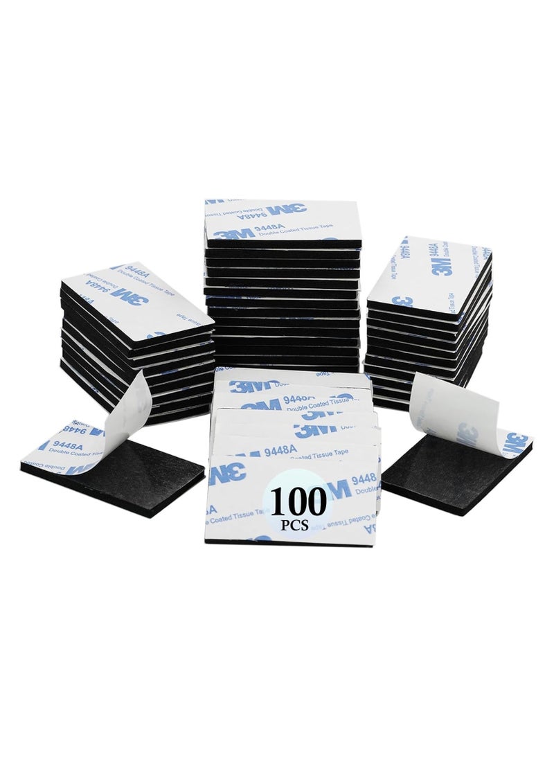 3M - 100 Pcs Double Sided Adhesive Pads,Heavy Duty Mounting Tape, 3mm Thickness Pre-Cut Foam Tape,Super-Sticky Black Strong Pads Rectangle Shape Waterproof for Walls Picture, Car, Home, Office - Image 1