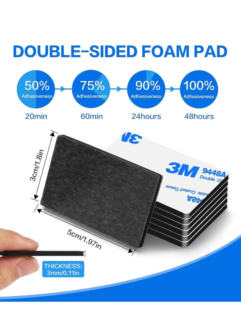 3M 100 Pcs Double Sided Tape Double Sided Adhesive Pads, Heavy Duty Mounting Tape, 3mm Thickness Pre-Cut Foam Tape, Super-Sticky Black Strong Pads Rectangle Shape Waterproof for Walls Picture, Car, Home, Office  - Image 2
