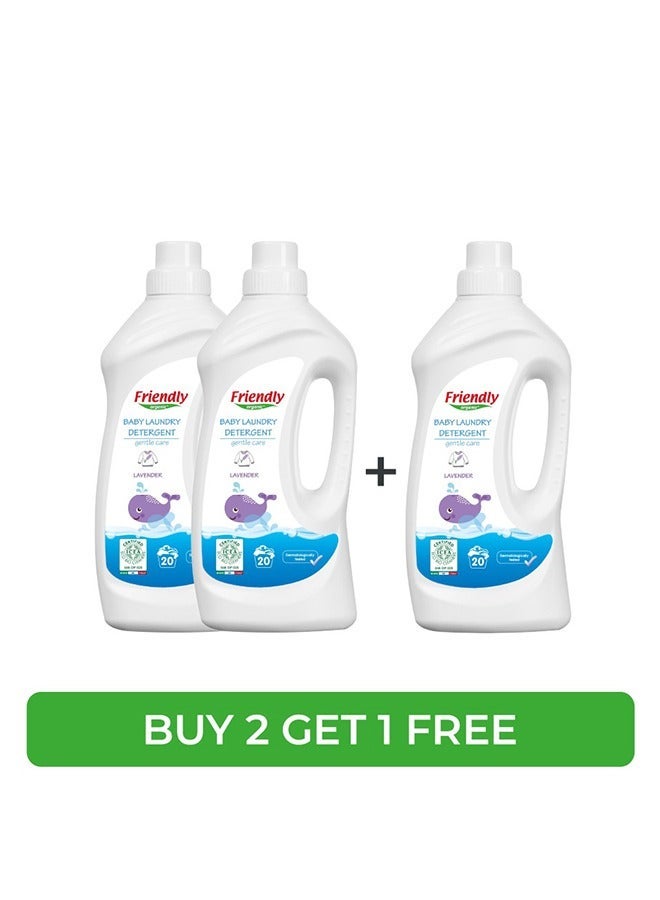 Friendly Organic Baby Laundry Detergent Pack of 3 (3 × 1000ml) | Lavender Scented Formula for Sensitive Skin | Gentle & Eco-Conscious Baby Clothes Wash - Image 1