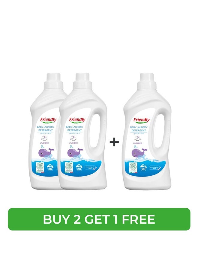 FRIENDLY ORGANIC FRIENDLY ORGANIC Baby Laundry Detergent Lavender 1000ml Pack of 3 - 100% Organic with Vegan Plant Derived Ingredient, Fragrance Free, Hypoallergenic & Dermatologically Tested  - Image 1
