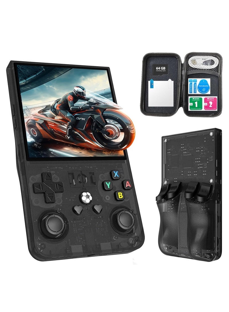 JAJEEK R36MAX Upgraded Retro Gaming Console,4.0 inch IPS Screen,Linux System with Professional RK3326 Gaming Chip, Retro Handheld Game Console Built-in 18000+ Games,4000mAh Large Battery (Elegant black) - Image 1