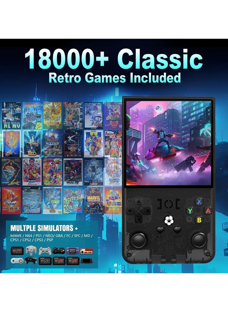 JAJEEK R36MAX Upgraded Retro Gaming Console,4.0 inch IPS Screen,Linux System with Professional RK3326 Gaming Chip, Retro Handheld Game Console Built-in 18000+ Games,4000mAh Large Battery (Elegant black) - Image 2