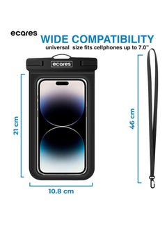 ECARES ECARES® Mobile Waterproof Case, Touchscreen Functionality, Waterproof Pouch, Cellphone Dry Bag, Waterproof Cell Phone Case, Drift Diving Swimming Waterproof Bag, for all Smart Cellphones upto 7”  - Image 2