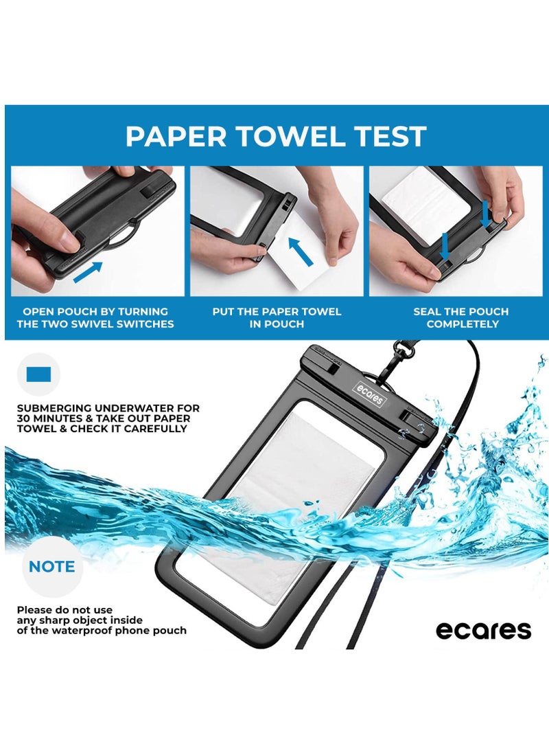 ECARES - ECARES® Mobile Waterproof Case, Touchscreen Functionality, Waterproof Pouch, Cellphone Dry Bag, Waterproof Cell Phone Case, Drift Diving Swimming Waterproof Bag, for all Smart Cellphones upto 7” - Image 1