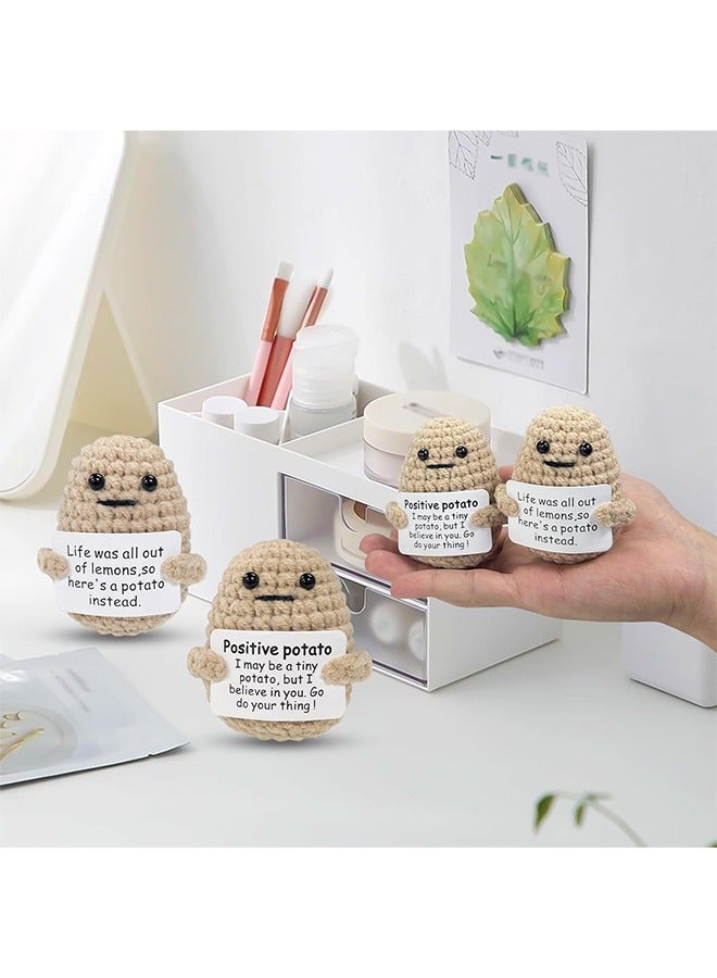 اتش واي Draupnir 2 قطع البطاطا الإيجابية، 3 بوصة مصغرة مضحك محبوك الصوف لعبة البطاطس مع بطاقة إيجابية، لطيف الإبداعية الإيجابية الحياة دمية البطاطا لعيد ميلاد هدية تشجيع الديكور حزب - Image 4