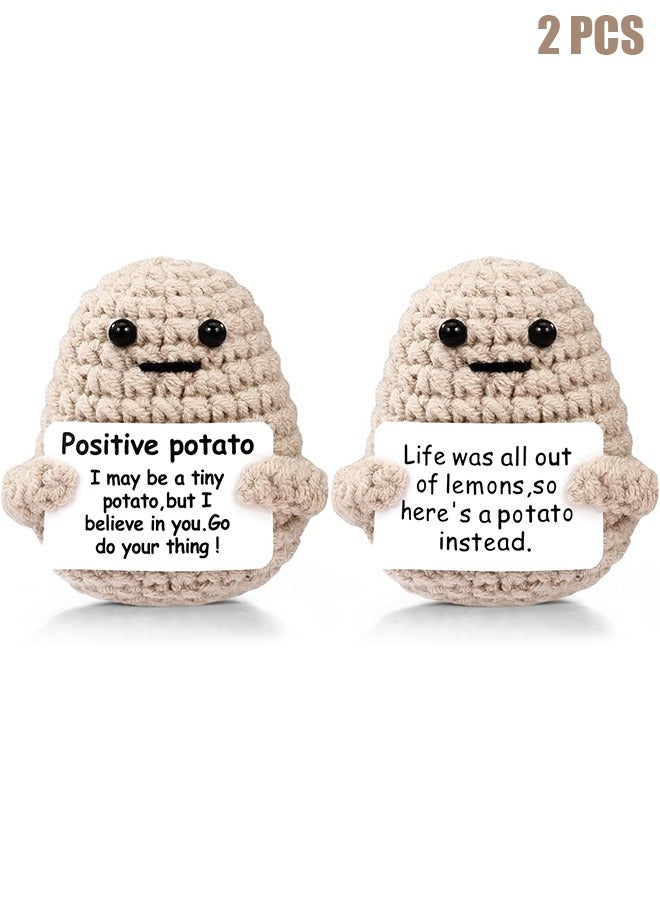 اتش واي Draupnir 2 قطع البطاطا الإيجابية، 3 بوصة مصغرة مضحك محبوك الصوف لعبة البطاطس مع بطاقة إيجابية، لطيف الإبداعية الإيجابية الحياة دمية البطاطا لعيد ميلاد هدية تشجيع الديكور حزب - Image 1