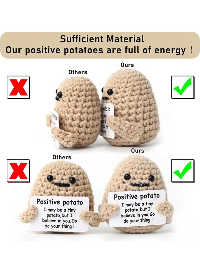 اتش واي Draupnir 2 قطع البطاطا الإيجابية، 3 بوصة مصغرة مضحك محبوك الصوف لعبة البطاطس مع بطاقة إيجابية، لطيف الإبداعية الإيجابية الحياة دمية البطاطا لعيد ميلاد هدية تشجيع الديكور حزب - Image 3