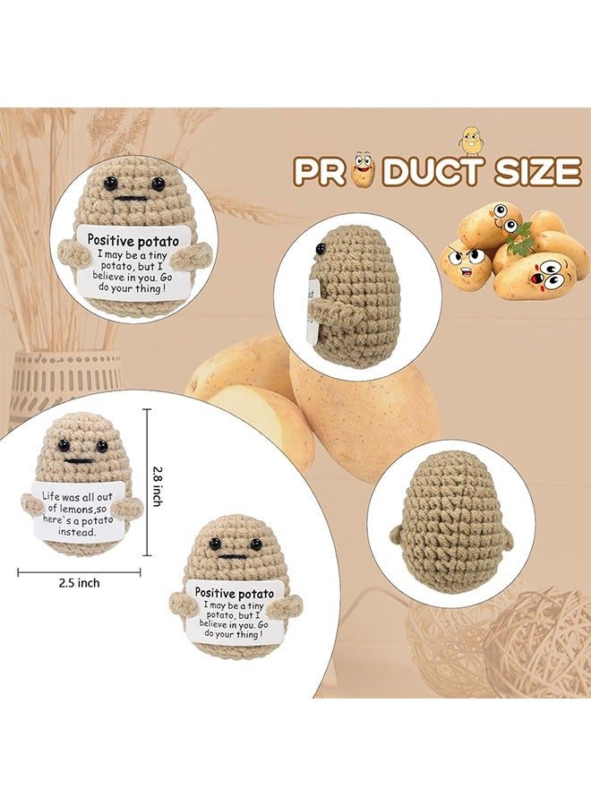اتش واي Draupnir 2 قطع البطاطا الإيجابية، 3 بوصة مصغرة مضحك محبوك الصوف لعبة البطاطس مع بطاقة إيجابية، لطيف الإبداعية الإيجابية الحياة دمية البطاطا لعيد ميلاد هدية تشجيع الديكور حزب - Image 2