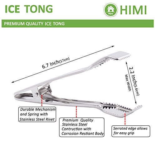 HINMAY Ice Tongs for Ice Bucket 6-3/4 Inch - Set of 2 - Premium 18/8 Stainless Steel Ice Tongs with Teeth for Ice Sugar Cubes Tea Party Coffee Bar Food Serving - Image 2