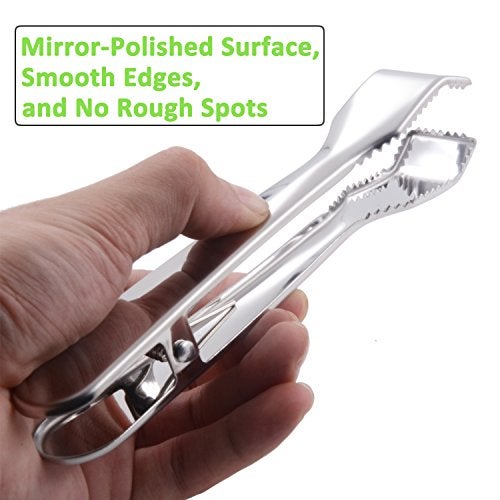 HINMAY Ice Tongs for Ice Bucket 6-3/4 Inch - Set of 2 - Premium 18/8 Stainless Steel Ice Tongs with Teeth for Ice Sugar Cubes Tea Party Coffee Bar Food Serving - Image 3